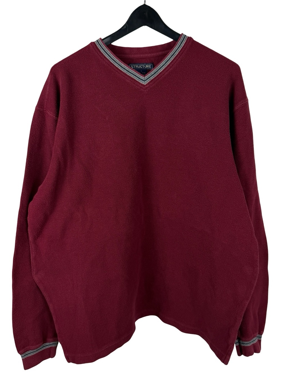 Vintage Y2K Structure Heavyweight Grunge Style Pullover Red Sweatshirt Size L
